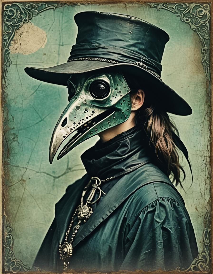 Eerie Gothic Portrait of Female Plague Doctor