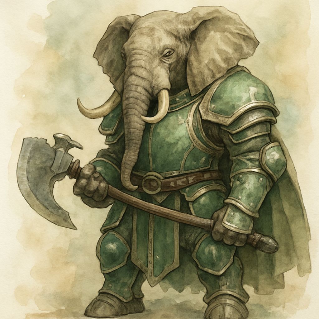 Majestic Elephant Paladin in Fantasy Armor