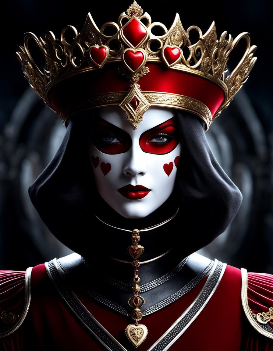 Queen of Hearts in Forgotten Kingdom: Photorealistic Image