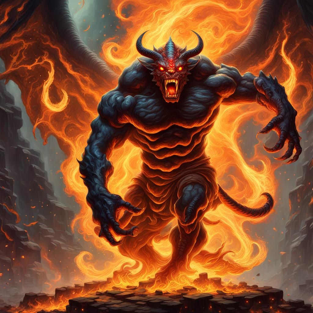 Infernal Balrog in Psychedelic Surreal Flame