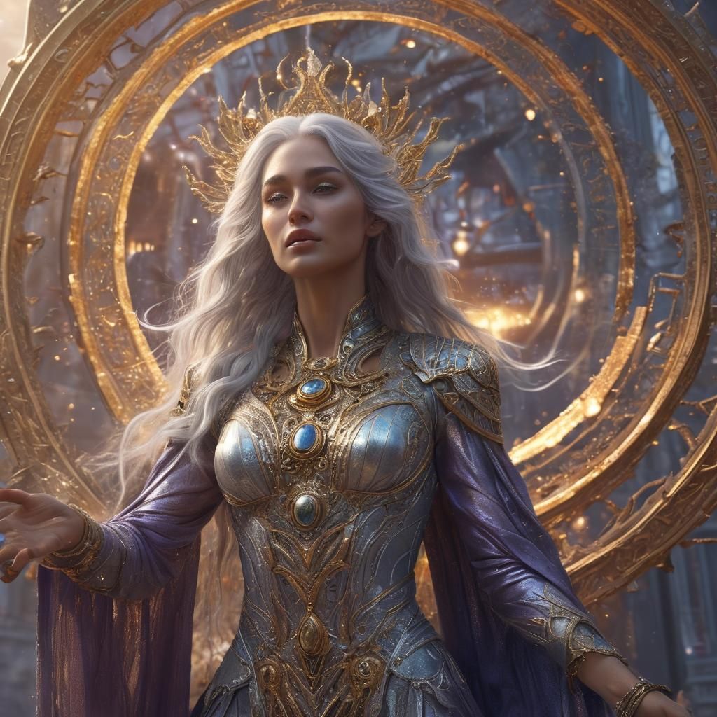 Ethereal Ancient Woman and Alien Figures