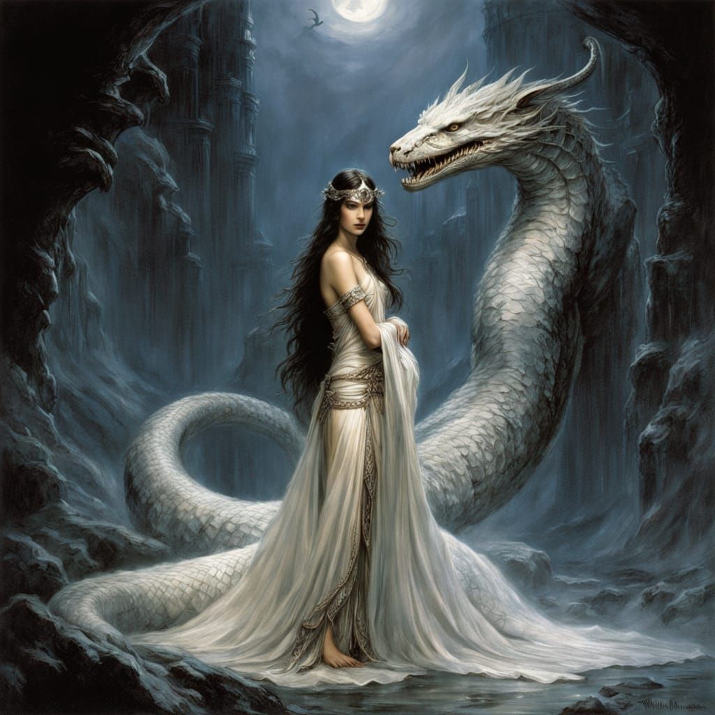 Terrifying Lamia: Woman-Serpent Hybrid in Dark Fantasy Art