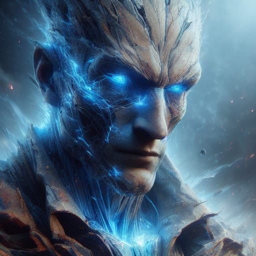 Humanoid Robot Interacting with Smartphone in Futuristic Set...