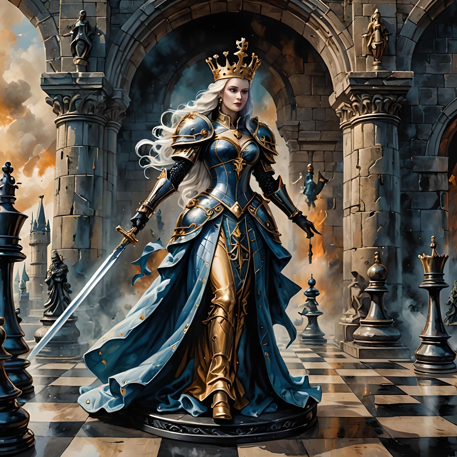 Chess Queen Warrior in Surreal Portal