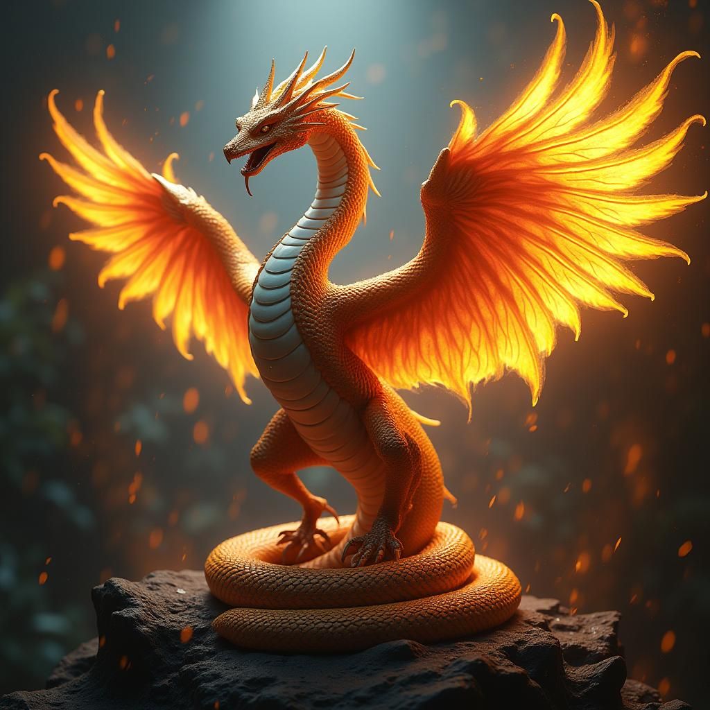 Cobra Phoenix Hybrid in Dark Fantasy Style