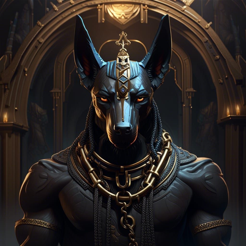 Anubis in Chains: Dark Fantasy Concept Art