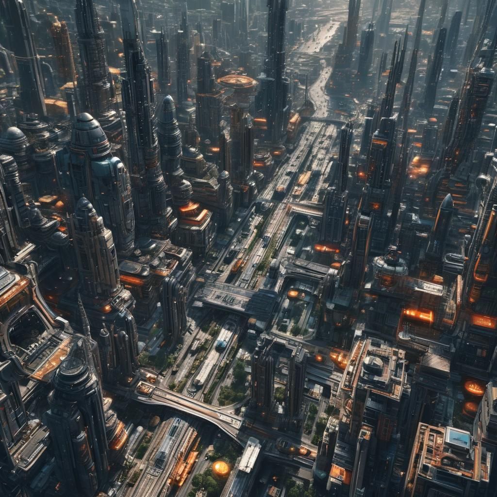 Futuristic Metropolis in 9000: A Sci-Fi Cityscape