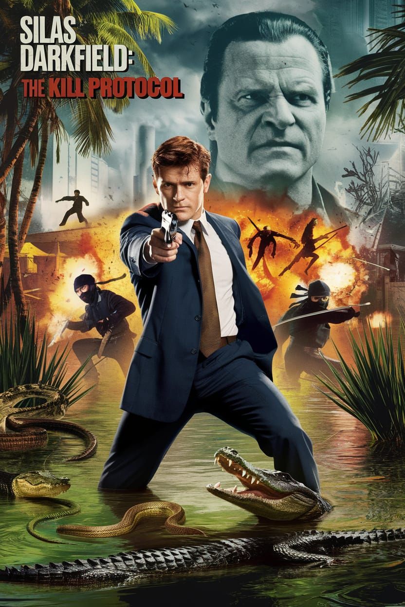 Retro Action Movie Poster in 1970s Style