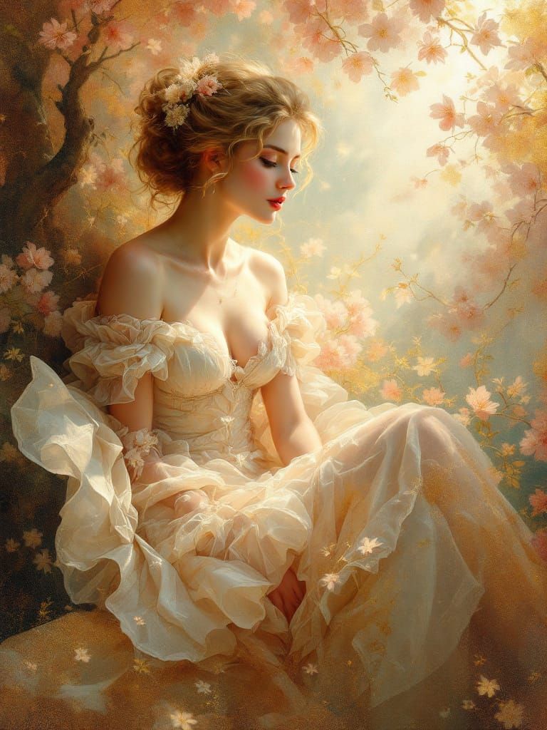 Rococo Garden Scene with Abstract Figure Study