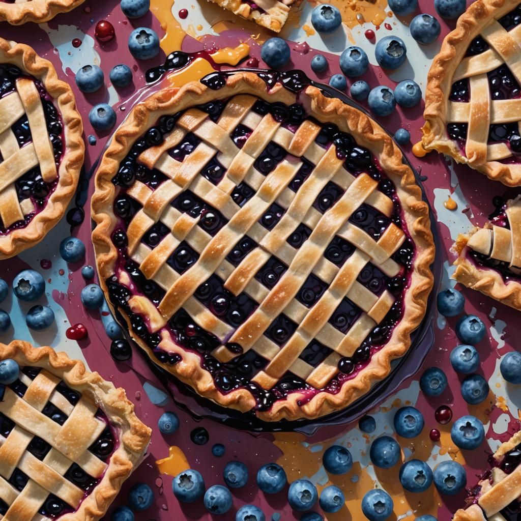 Hyperrealistic Blueberry Pie Splash Art