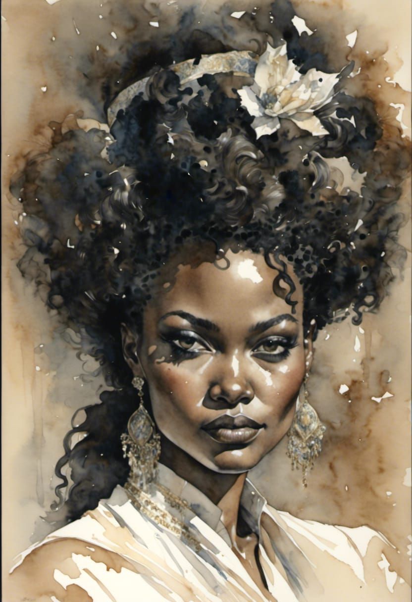 Watercolor Portrait of a Black Woman