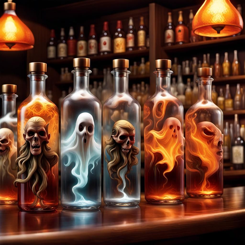 Devil Bartender Pours Spirit Ghost in Splash Art
