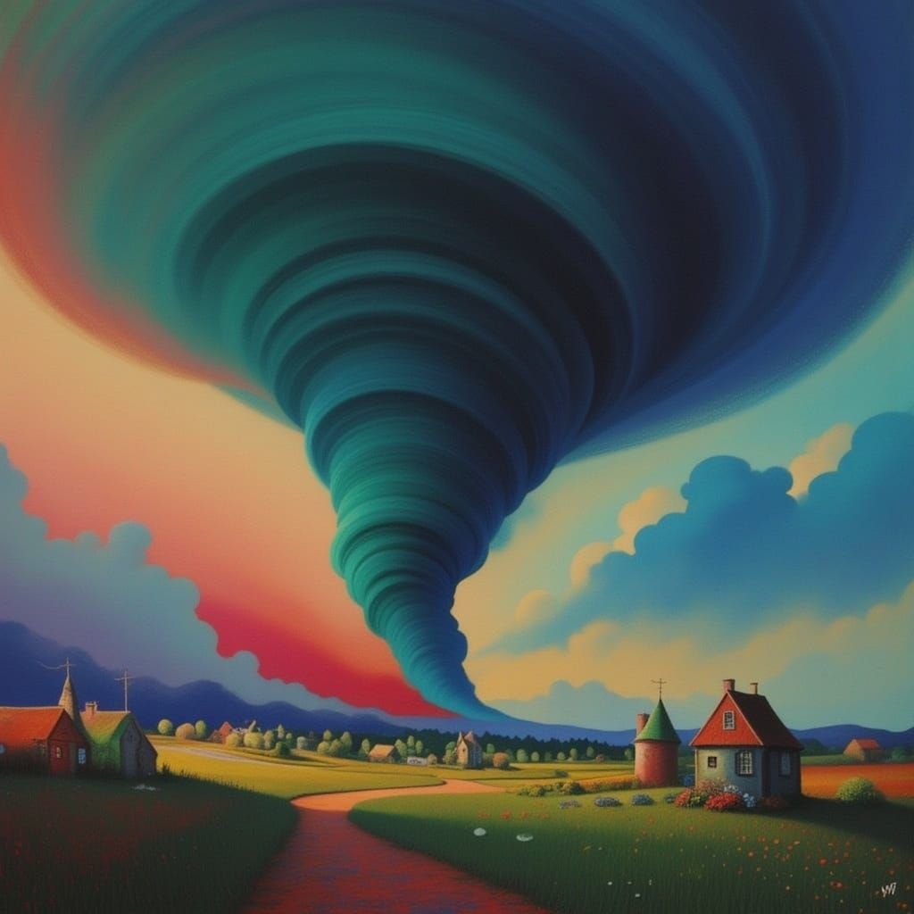 Gritty Tornado Landscape in Cyberpunk Sci-Fi Style