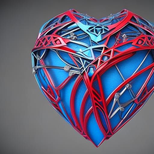 Cybernetic Heart Pendant in Hyperrealistic 3D