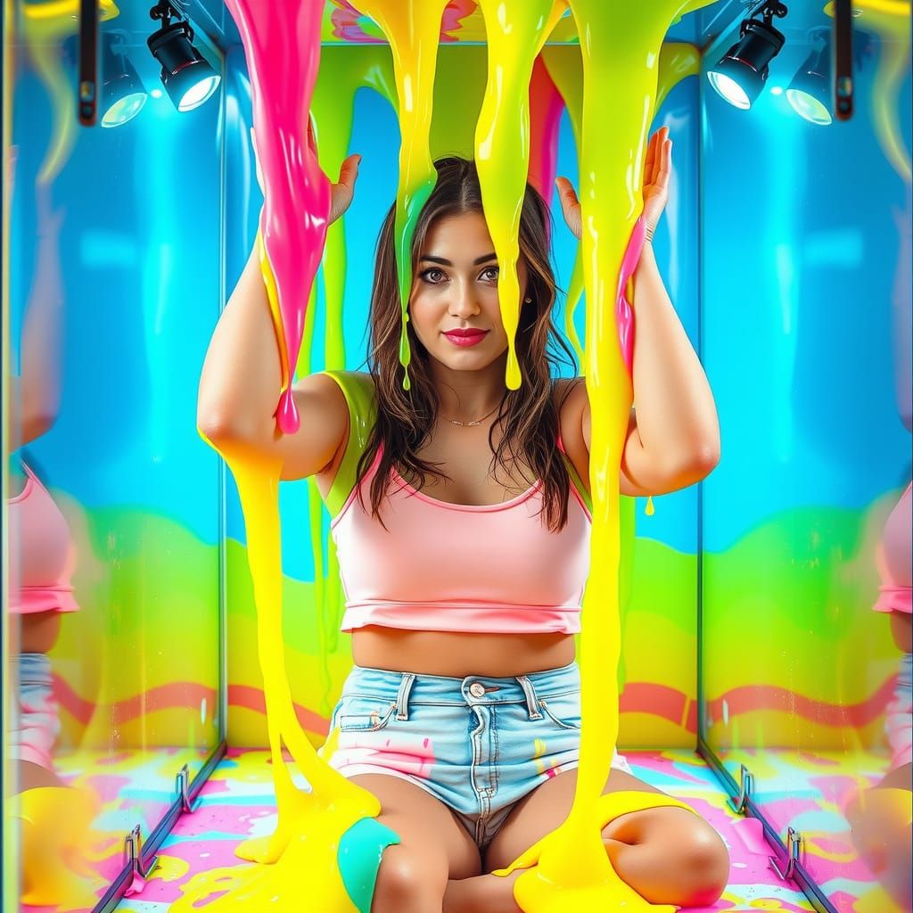 Vibrant Gunge Tank Scene in Neon Hues