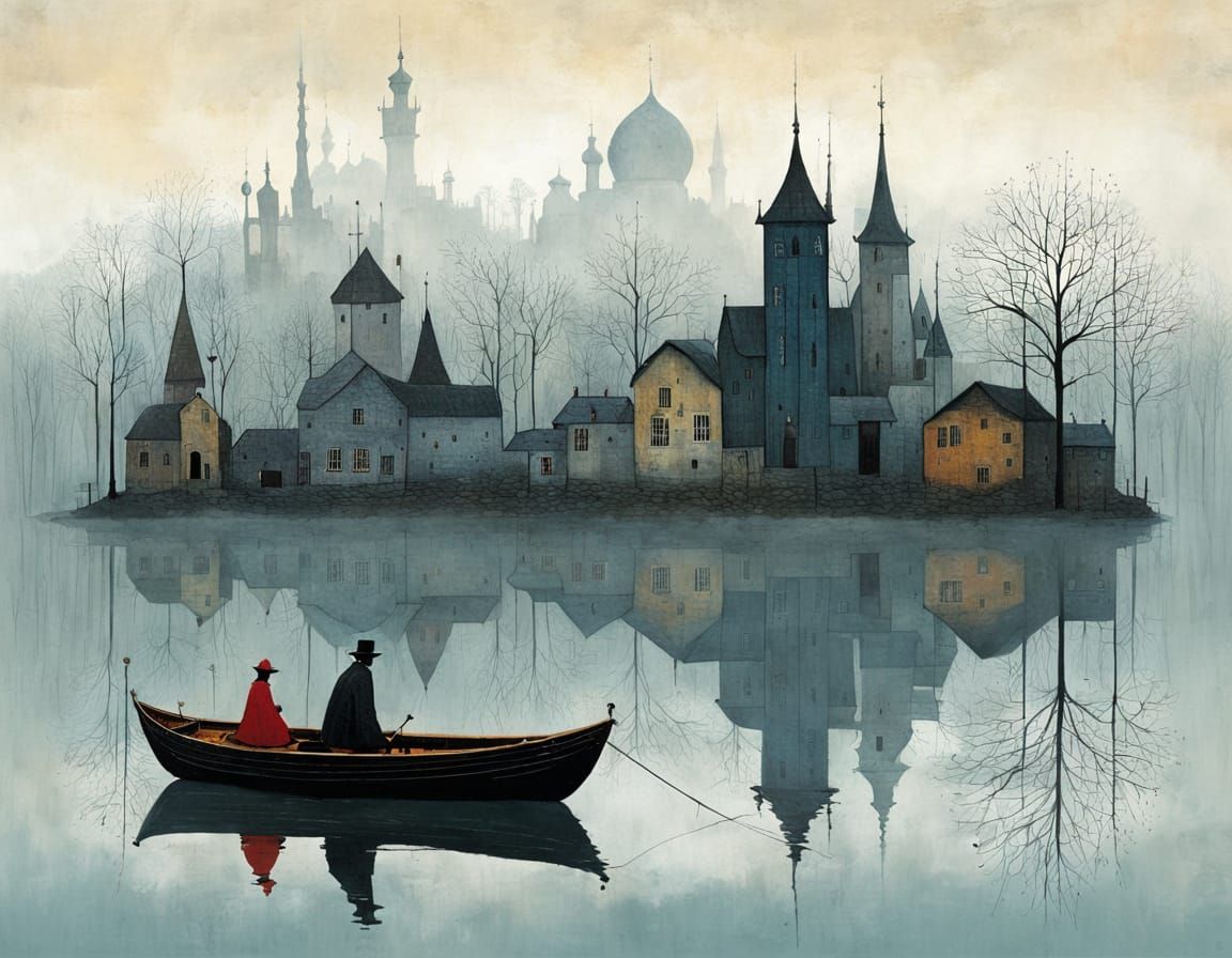 Foggy Landscape in Impressionist Style