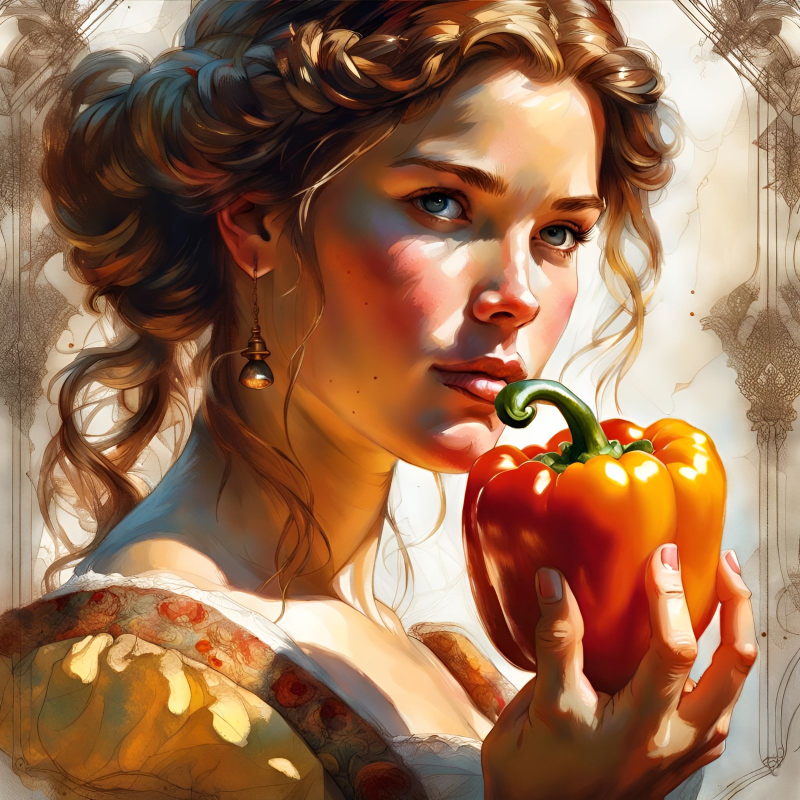 Princess Belle's Bell Pepper: Intricate Portrait