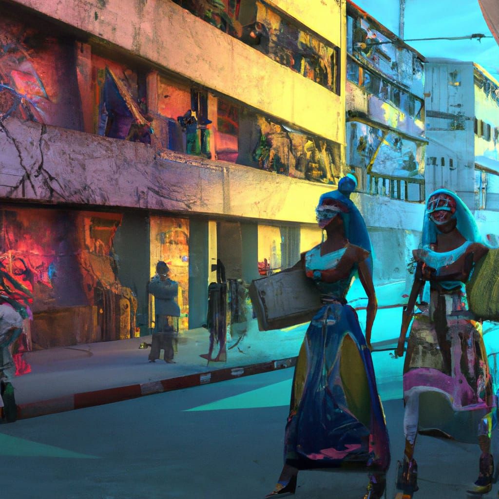 Brazilian Women Walking: Detailed Fantasy Concept Art