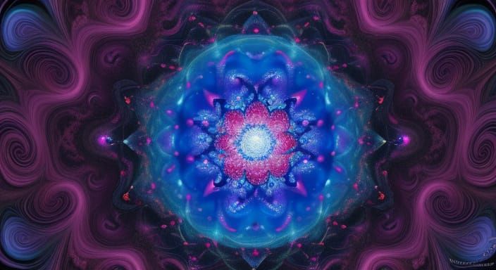 Surreal Pink Flower in Kaleidoscopic Garden