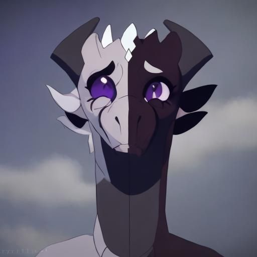 Half Black Half White Dragon Fantasy Portrait