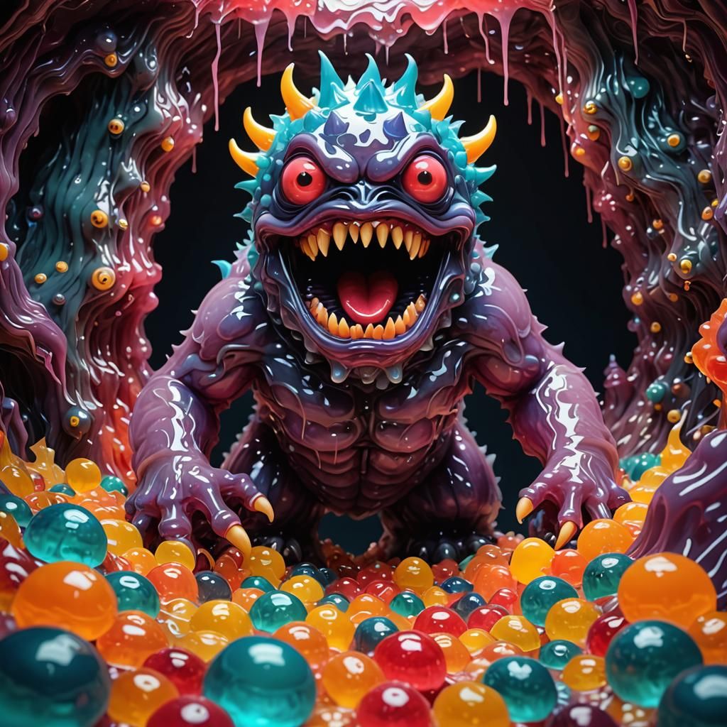 3D Jelly Monster in a Jelly Cave