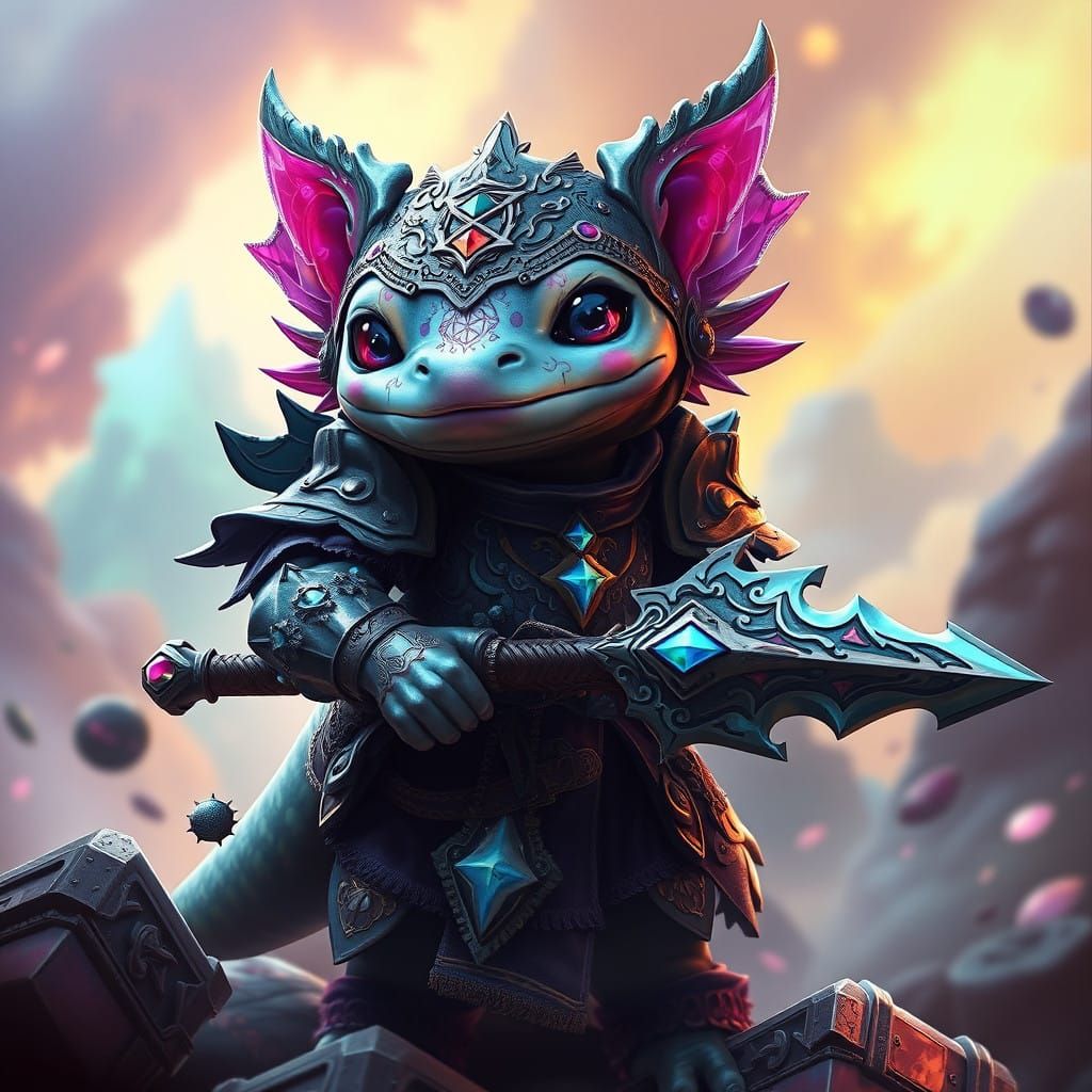 Axolotl Warrior Embarks on Epic Fantasy Adventure