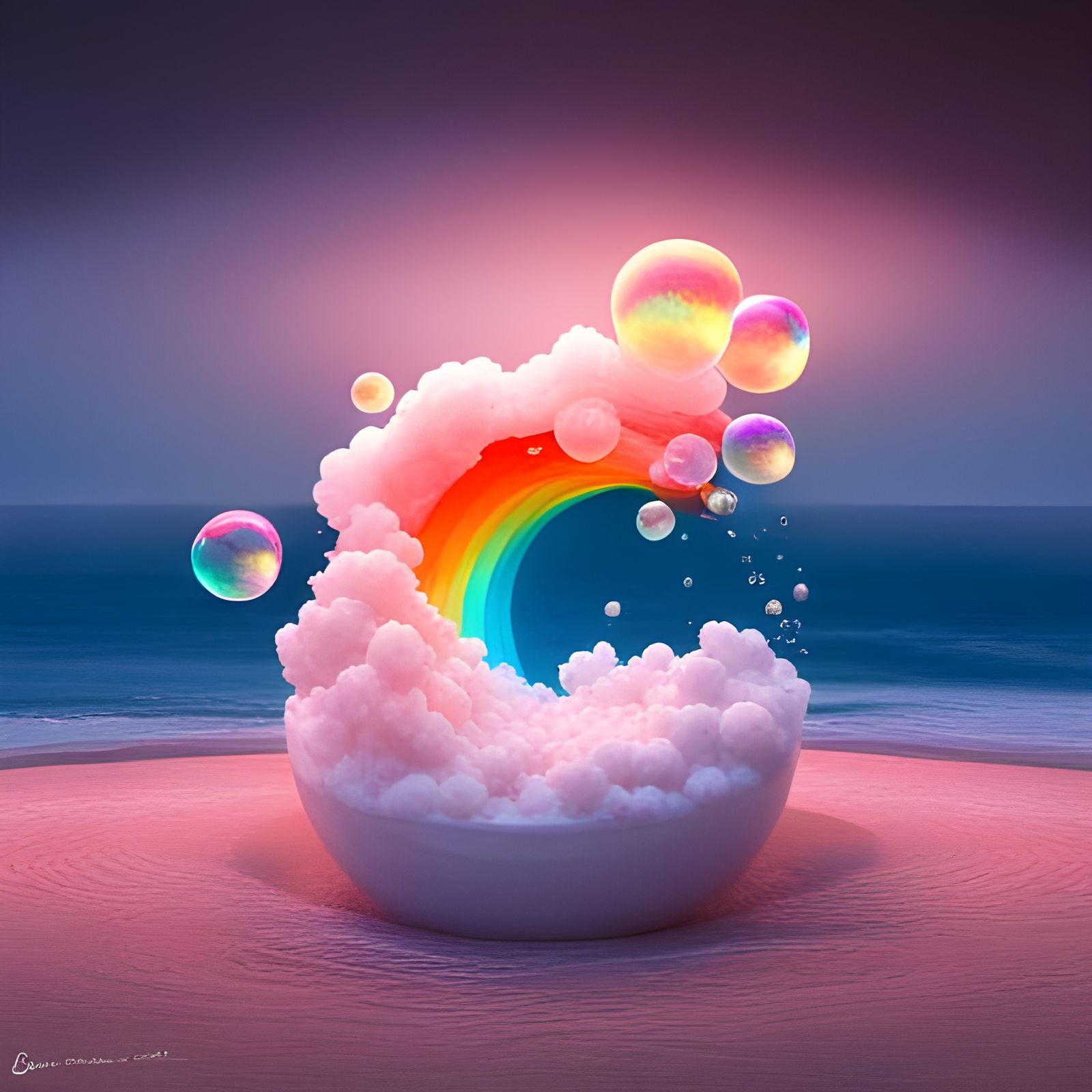 Magical Rainbow Wave in Bubblepunk Style