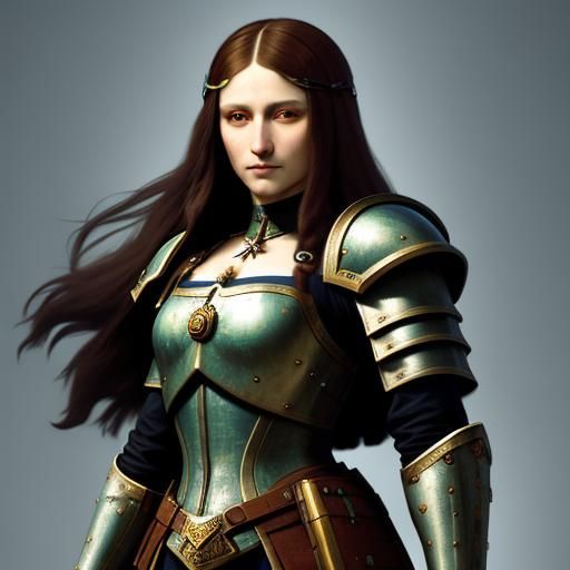 Mona Lisa as Futuristic Medieval Warrior
