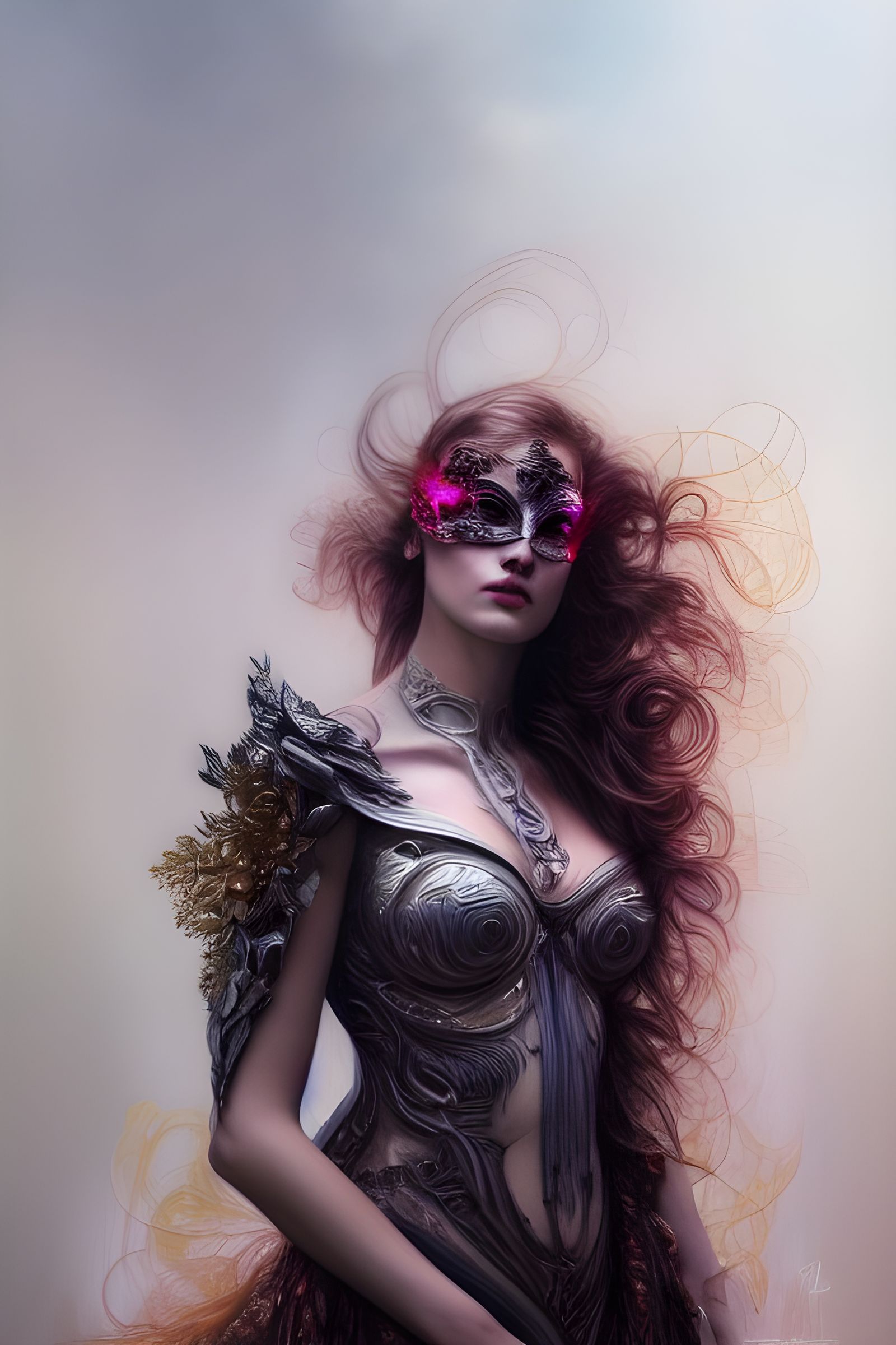 Fractal Iridescence Masquerade in Digital Art Style