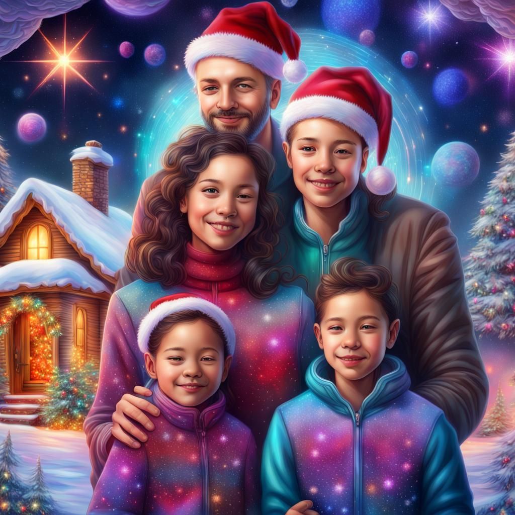 Festive Family in Magical Christmas Home