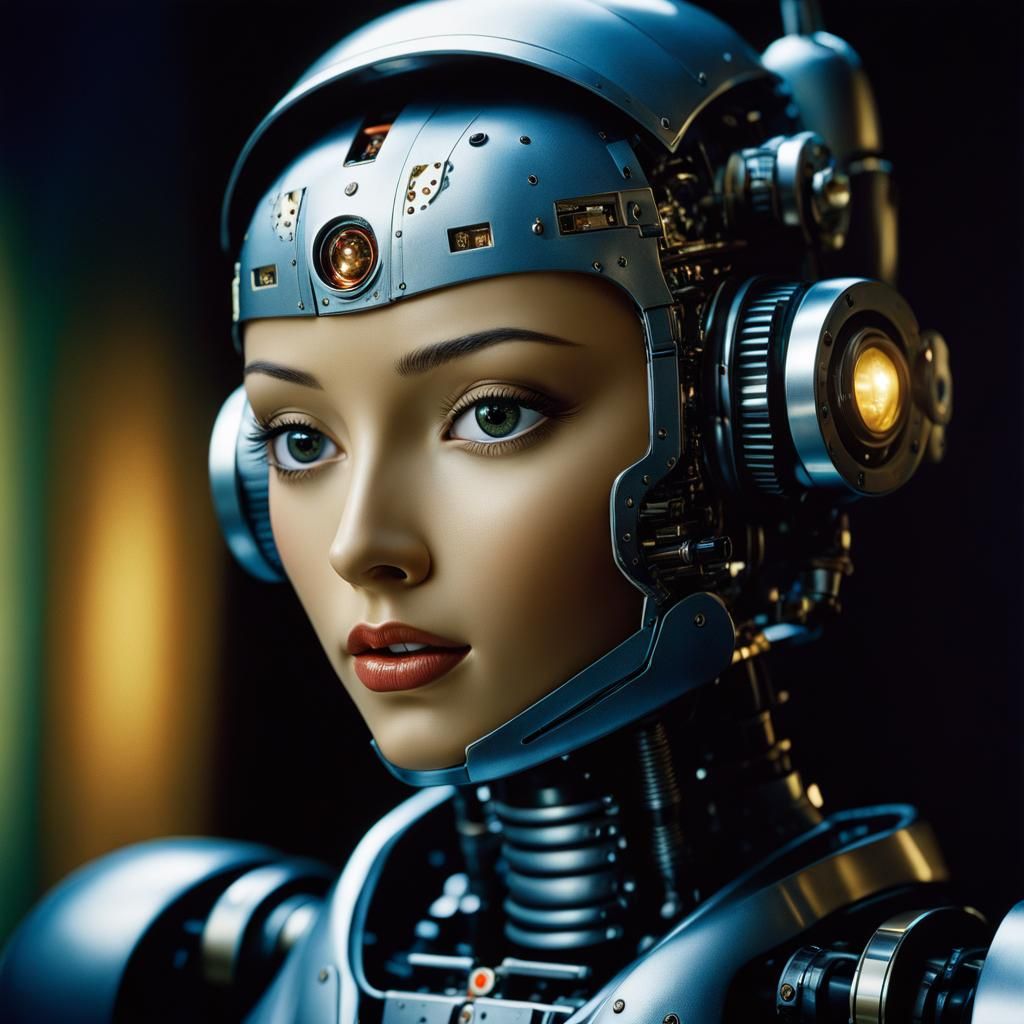 Hyperrealistic Robot Portrait in Soft Light