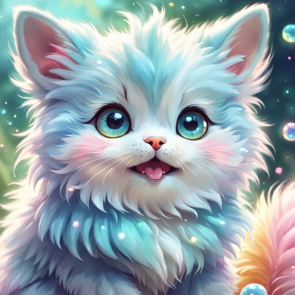 Cute Animal Playing in Kawaii Art Style