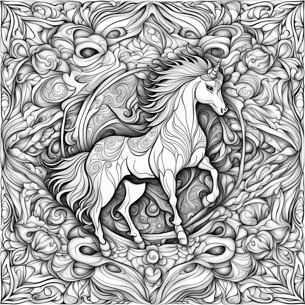 Unicorn Mandala Coloring Page with Abstract Details