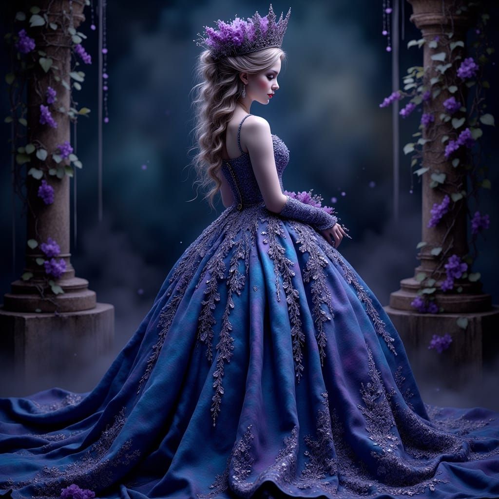 Majestic Victorian Fantasy Royal Gown in Midnight Blue with ...