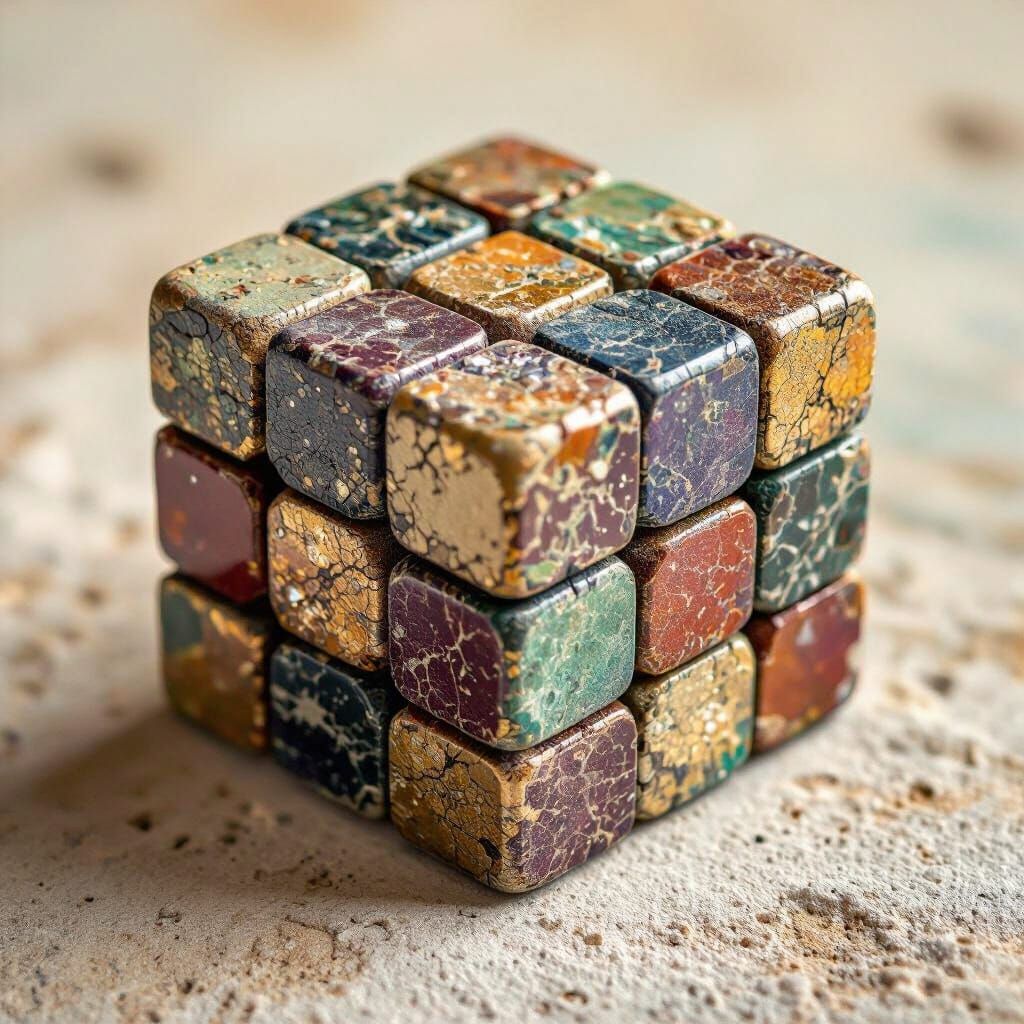 Gemstone Rubik's Cube with Shimmering Scenes