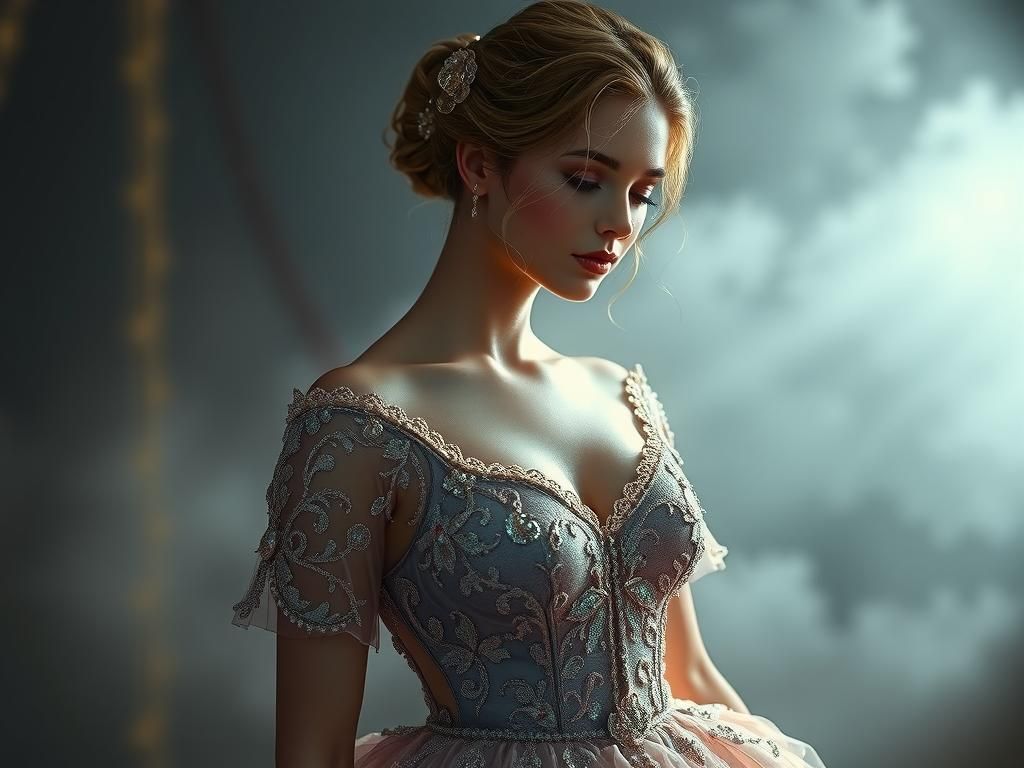 Ethereal Beauty in Resplendent Art Nouveau Ballgown