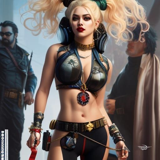 Harley Quinn Portrait in Hyperrealistic Style