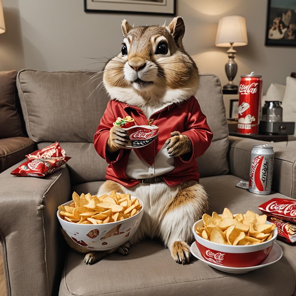 Chipmunk Lounging in a Luxurious Living Room