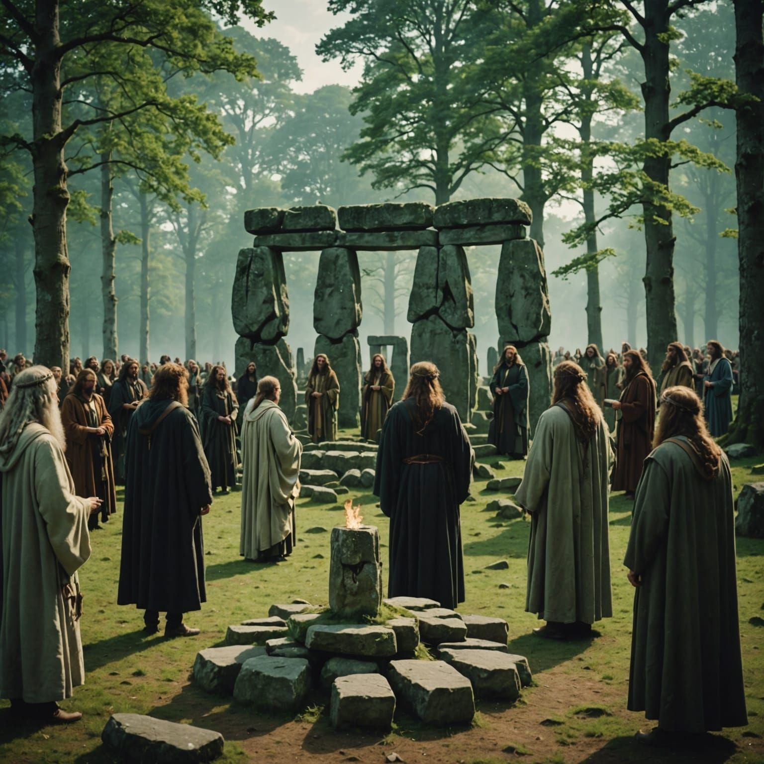 Druids Performing Magic at Ancient Stone Henge