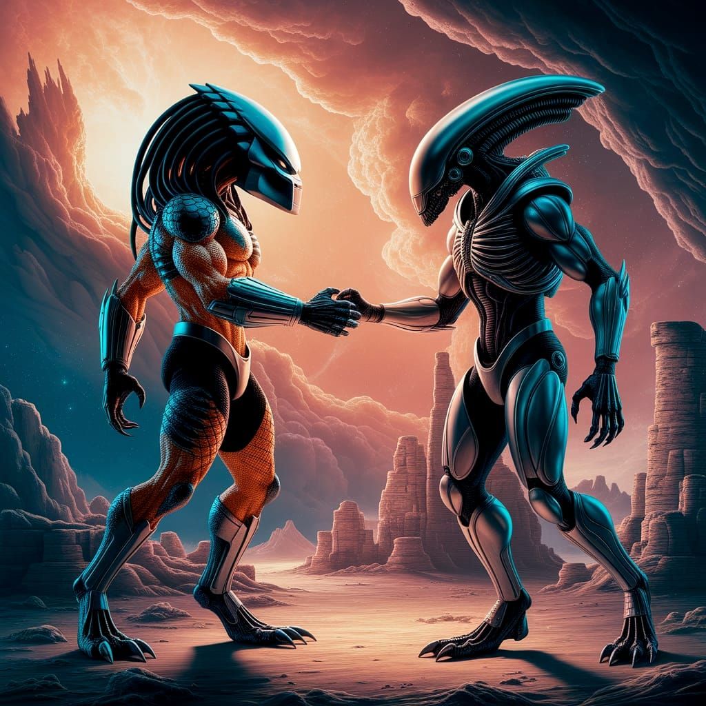 Biomechanical Beings Unite in Cosmic Harmony