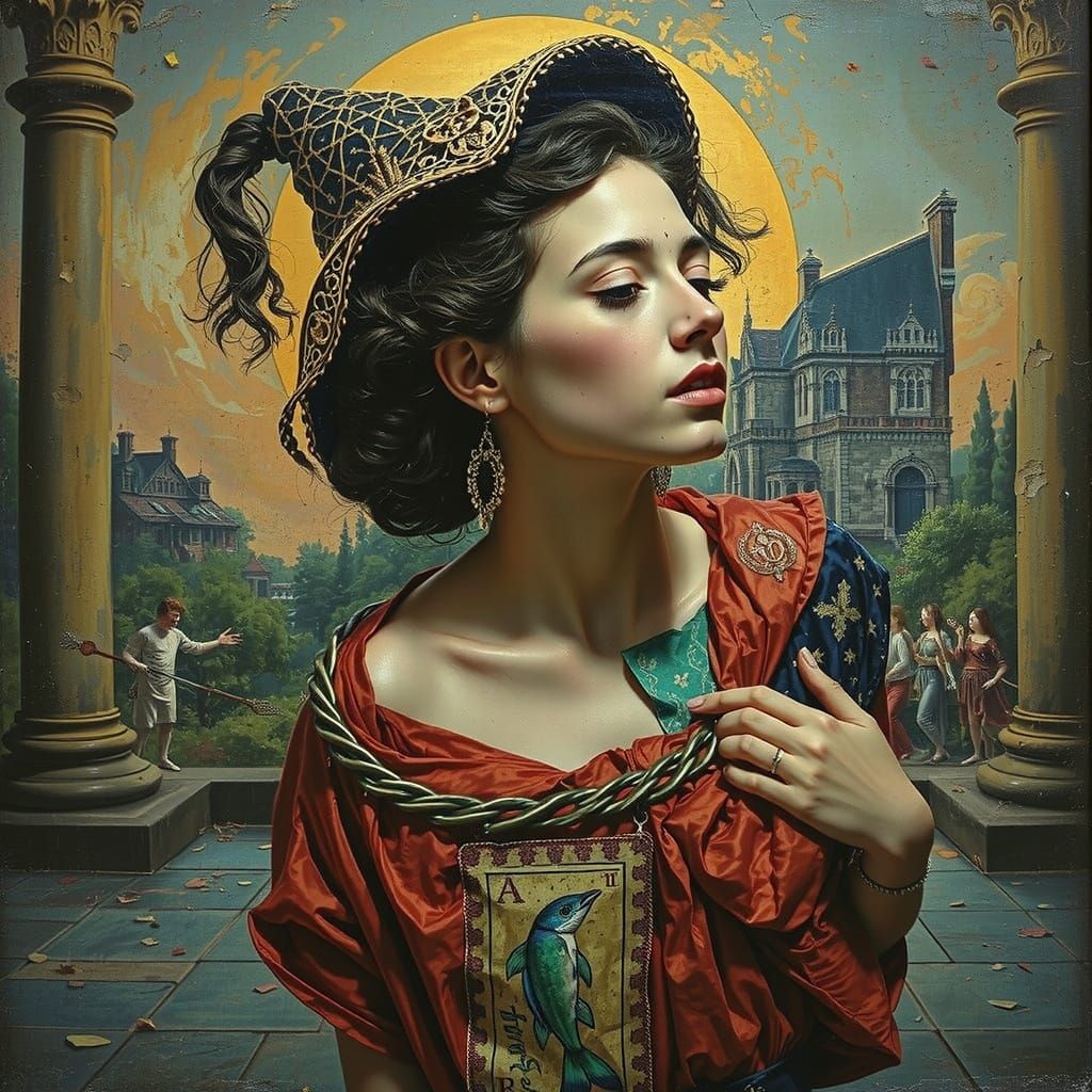 Expressive Sculpture of Glory in a Dark Forest