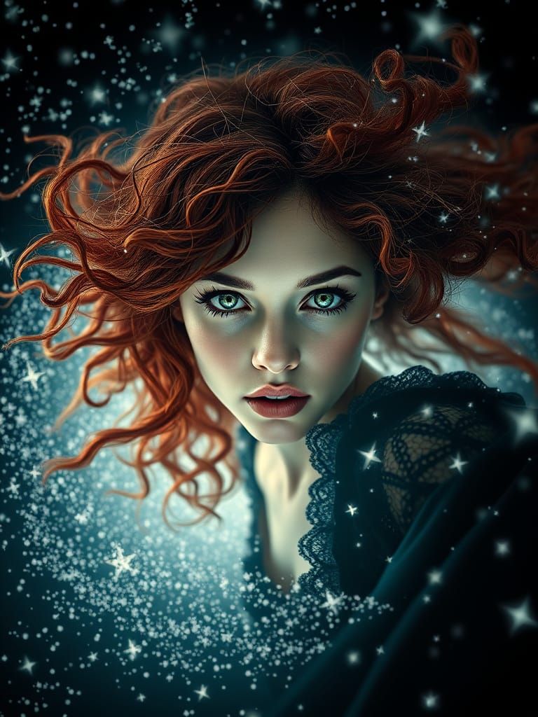 Surreal Galactic Portrait in Rembrandt Style