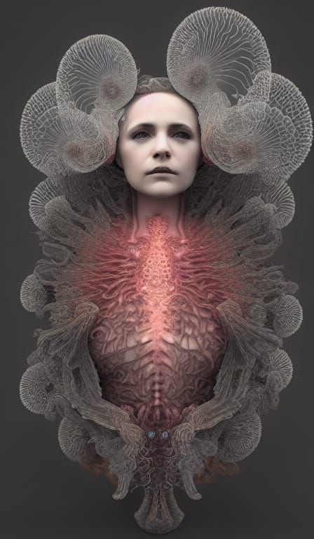 Gothic Cyborg Girl with Fractal Tentacles