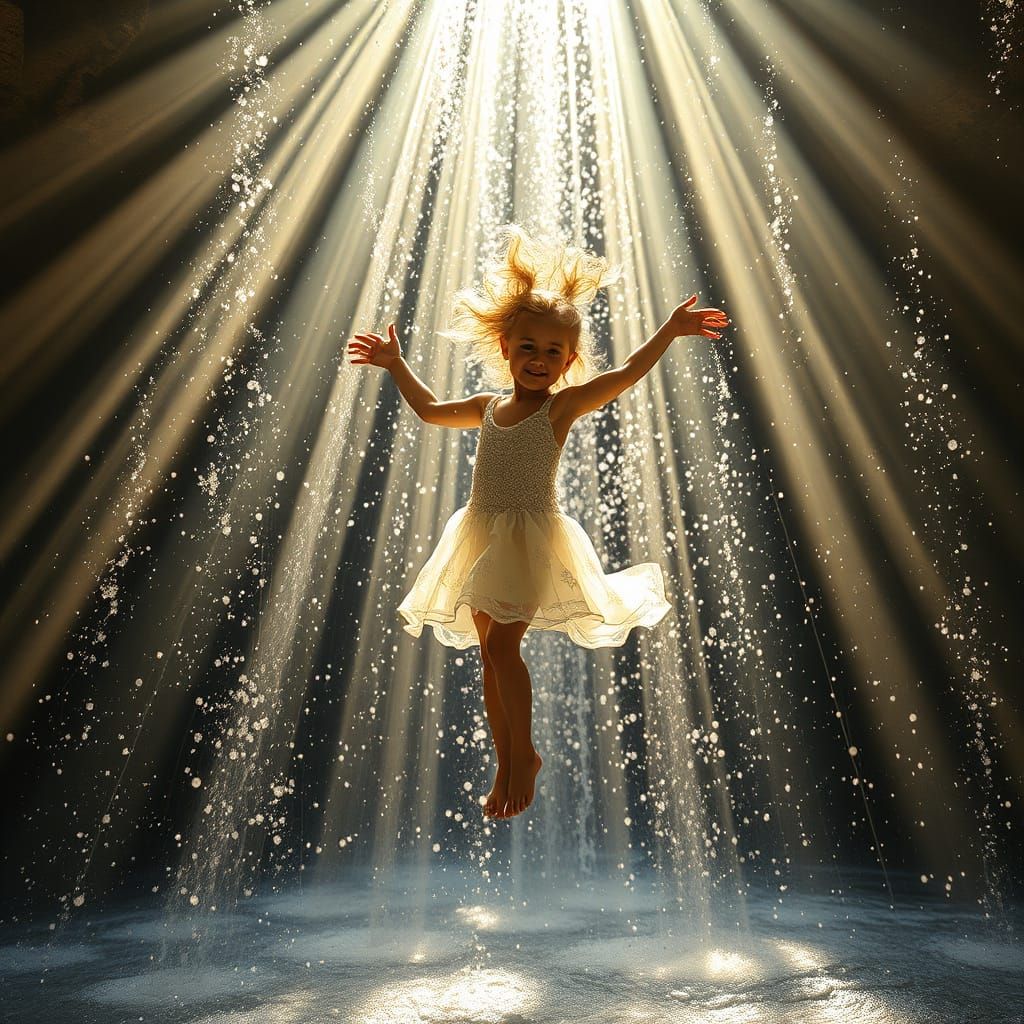 Ethereal Dancer in Waterfall Dreamscape