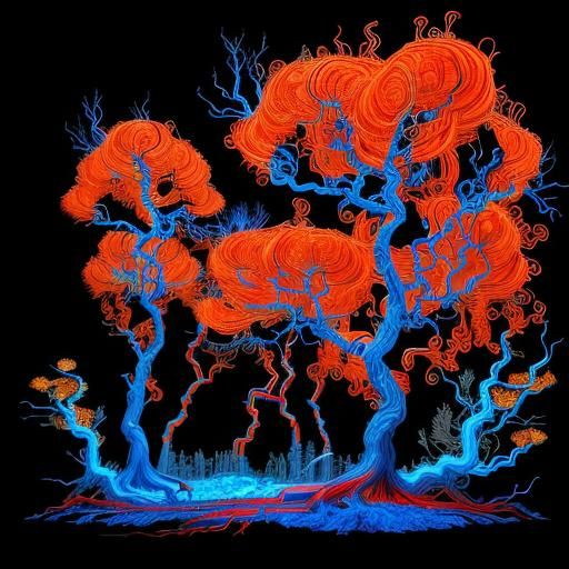 Surreal Liquid Metal Forest in Dystopian Style