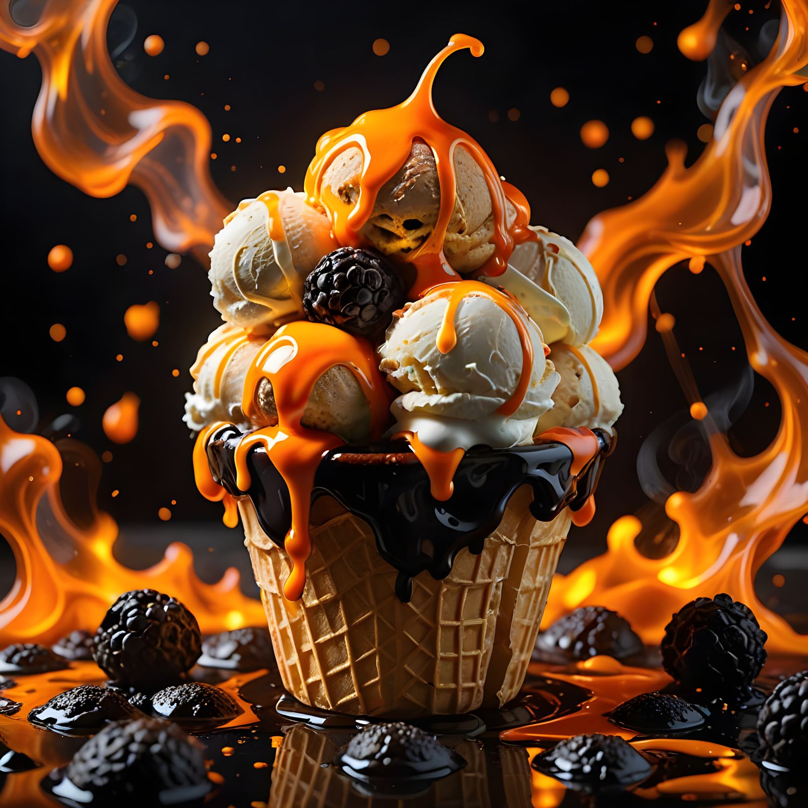 Surreal Lava Ice Cream Cone in Fantasy Realism