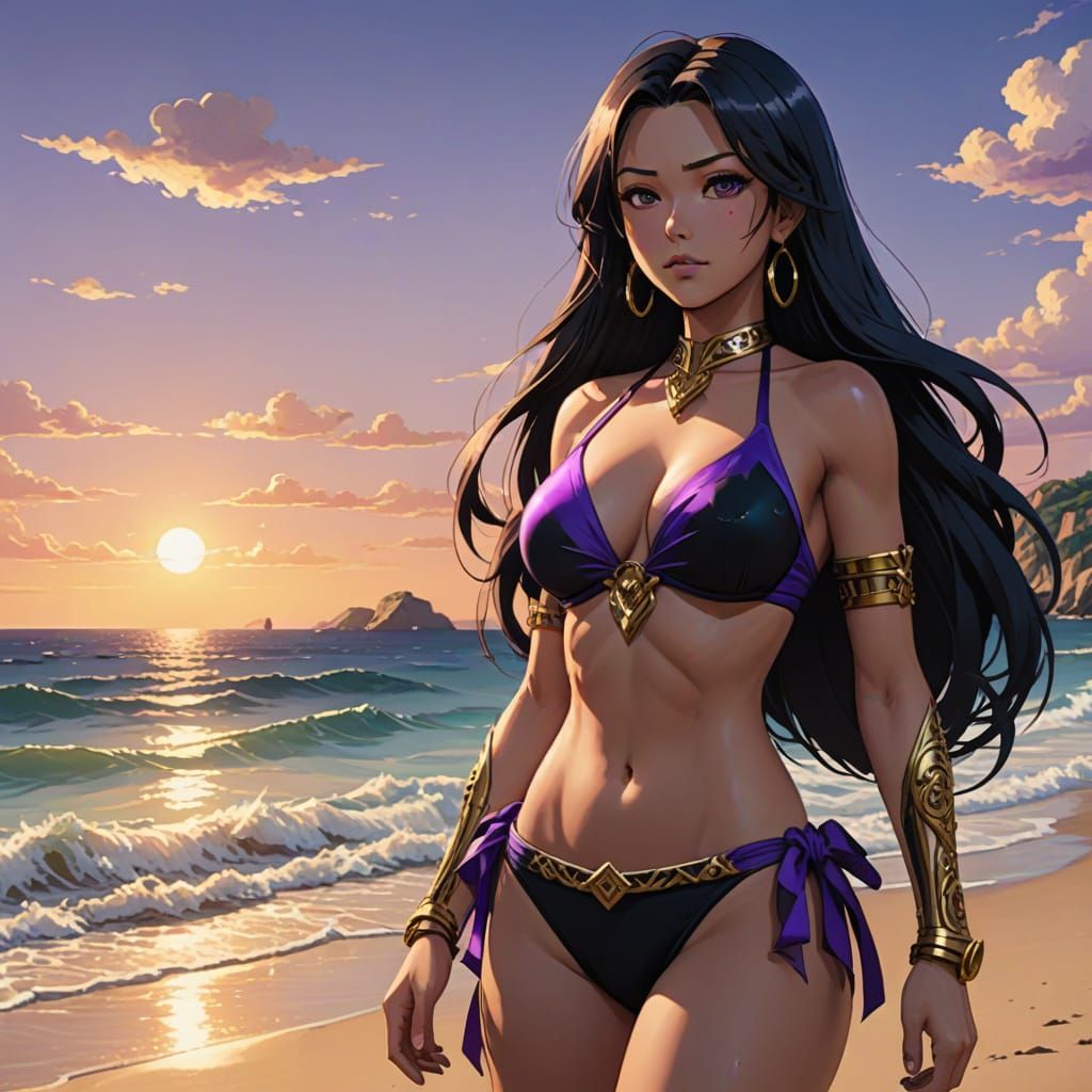 Vibrant Italian Beauty Basks in Sunset Glory