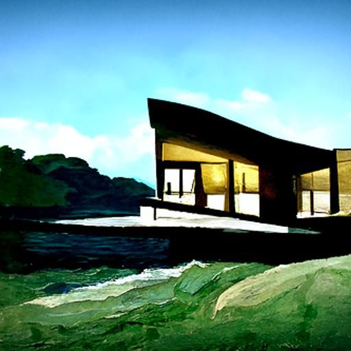 Modern Lakeside House in Hopper Style