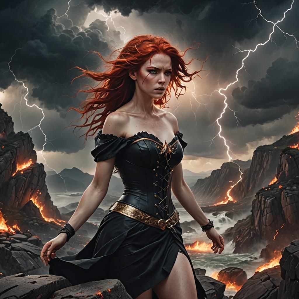 Goddess of Storms in a Matte Painting Style