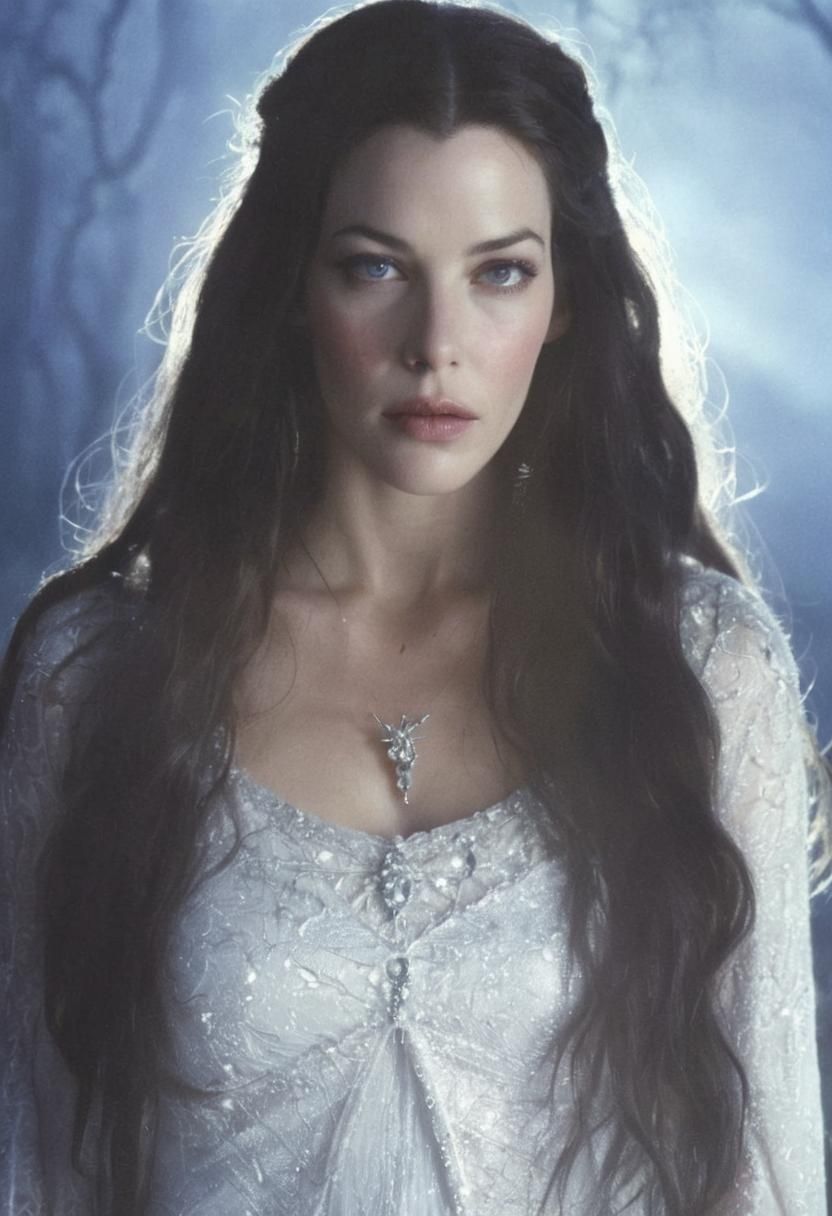 Arwen in Misty Forest, Ethereal Watercolor Portrait